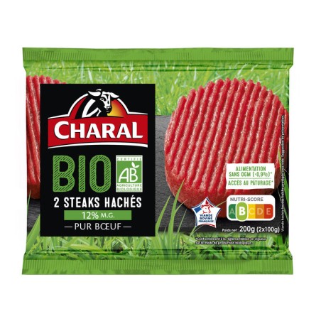 CHARAL Steak haché Bio 15%Mg - 2x100g