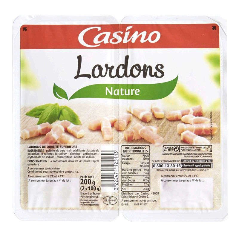 CASINO Lardons nature - 200g