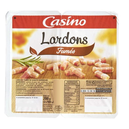 CASINO Lardons fumés - 200g