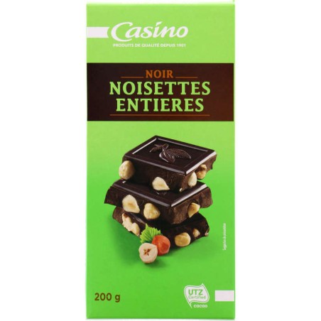 CASINO Chocolat Noir Noisettes entières - 200g