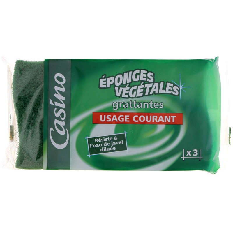 CASINO Eponges Végétales grattantes Usage Courant - x3