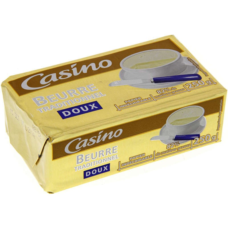 CASINO Beurre traditionnel doux - 250g