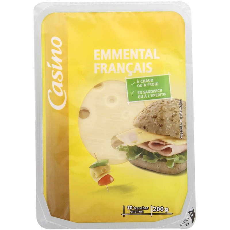 CASINO Emmental français 10 tranches environ - 200g