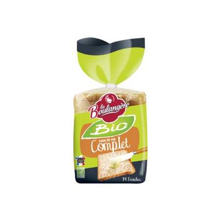 LA BOULANGERE Pain de mie complet grandes tranches Bio - 500g