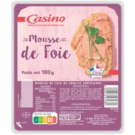 CASINO Mousse de foie - 180g