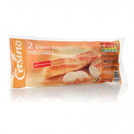 CASINO 2 Demi-Baguettes précuites 300g